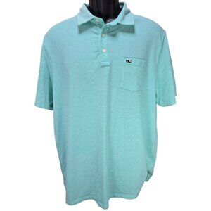 Vineyard Vines Mens Edgartown Pima Cotton Aqua Blue Polo Shirt Large